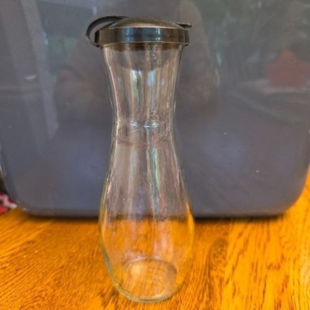 Good Seasons Glass Homemade Salad Dressing Shaker Cruet Black Flip Top Bottle